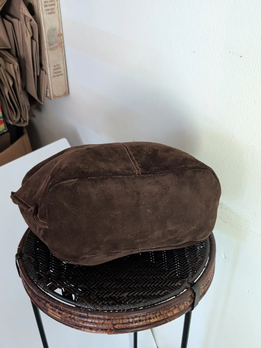 Sundance Distressed Suede Hobo Bag Purse Brown Bohemian Chic Long Strap